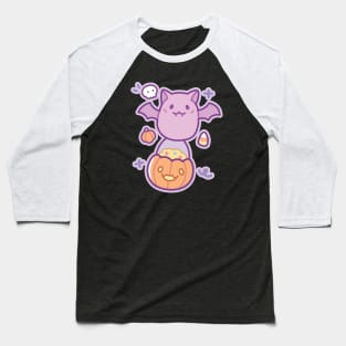 Cute Bat With Pumpkin Halloween Baseball T-Shirt